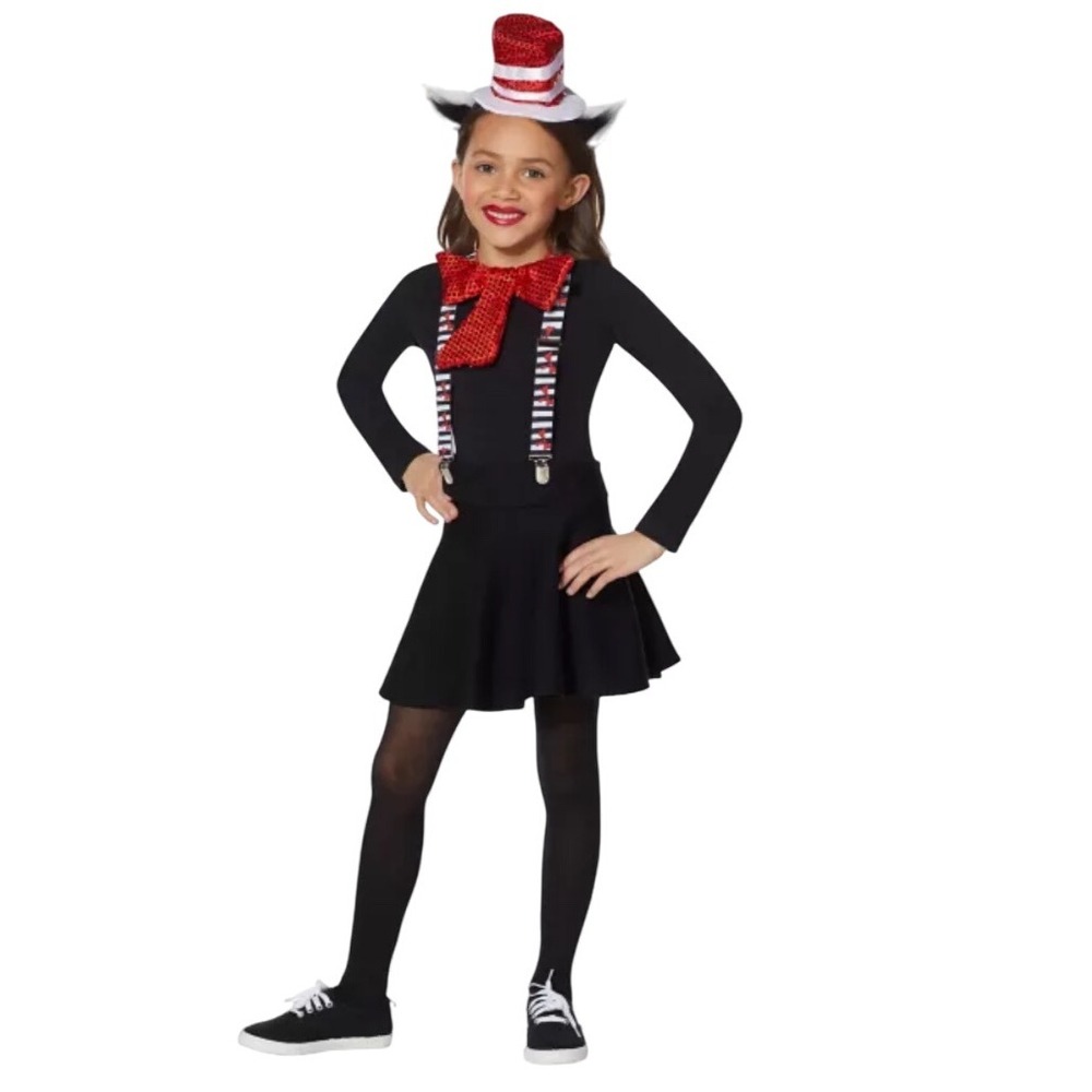 Cat in the Hat Deluxe Costume Kit Bowtie Headband Suspenders